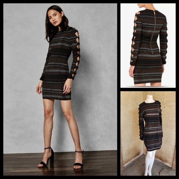 Ted Baker‎ London Simona Metallic Stripe Bodycon Dress - Picture 1 of 2